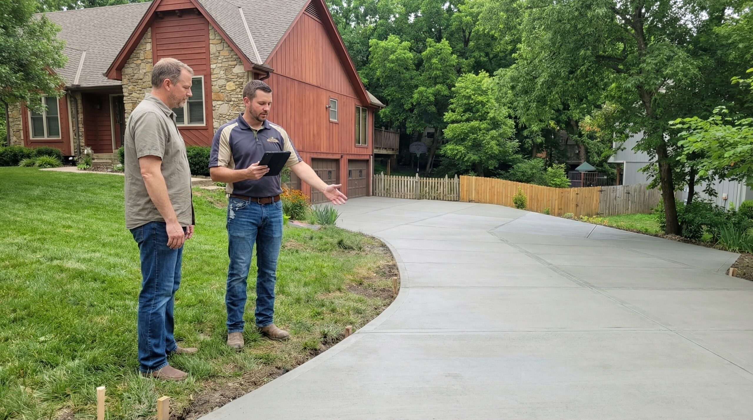 Concrete contractor providing driveway estimate consultation in Kansas City